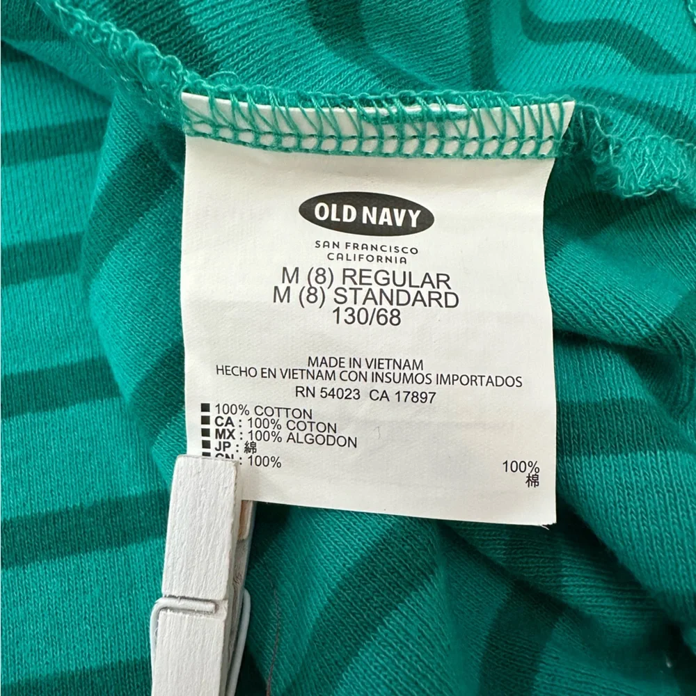 Old Navy Chevron Stripe Tie Waist Skater Dress in Green Size 8 Medium Girls
